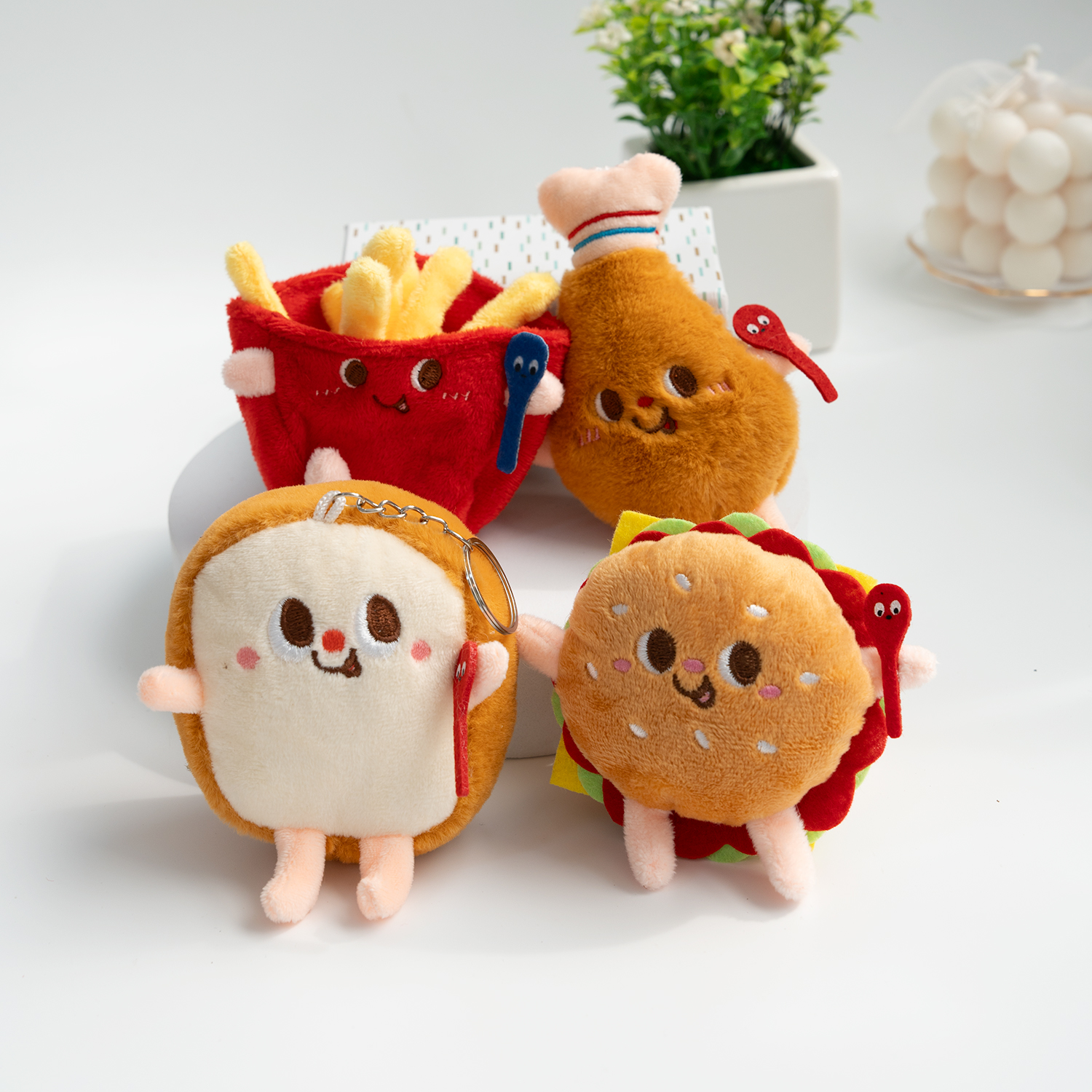 감자튀김 햄버거키링 식빵 치킨 인형 키링 - 상품 이미지