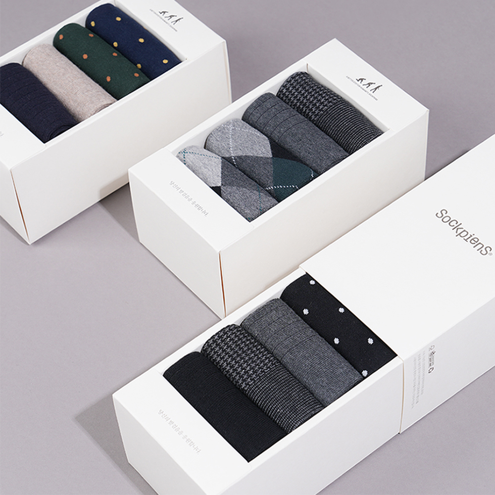 삭피엔스 남자 명절 양말 선물세트 무지 긴목 신사 정장 골지 패션양말 N배송