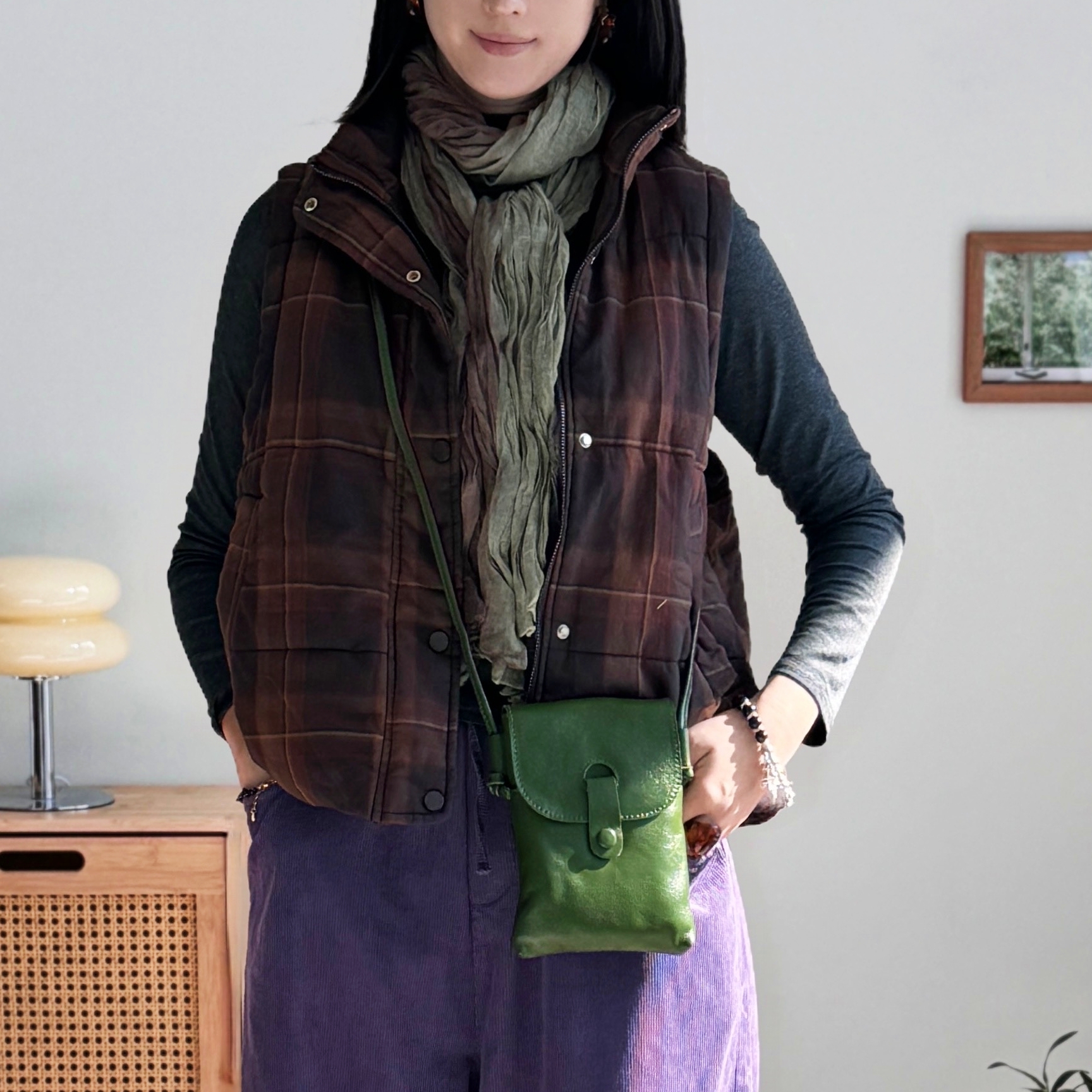 체크패딩조끼 겨울 누빔조끼 미시옷 엄마조끼