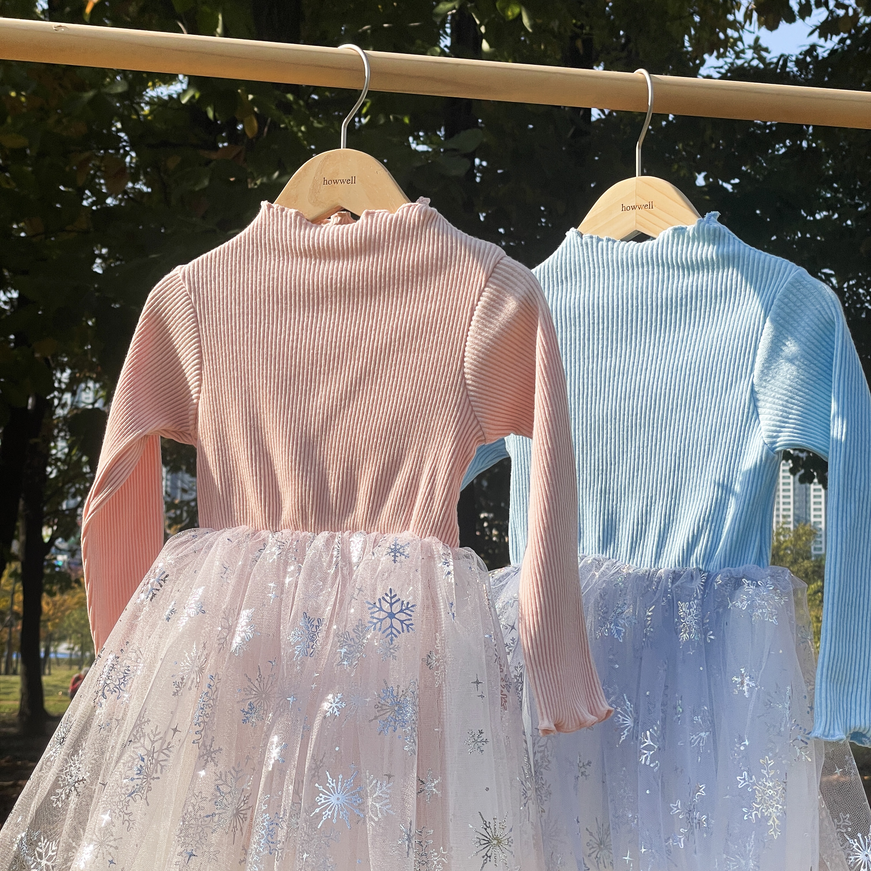 엘 골지 긴팔 튜튜 샤 원피스 여아 아동 아이보리 블루 보통핏 할로윈 엘사