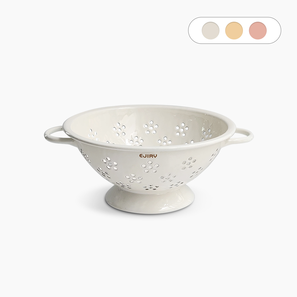 에지리 레모 법랑 콜렌더 소쿠리 타공 채반 과일보관 물빠짐 바구니