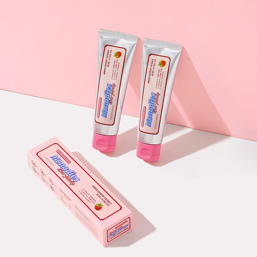 [1+1] [치약을 못 뱉는 아기용] 몽디에스 무불소 라즈베리 베이비 치약 100g - 상품 이미지