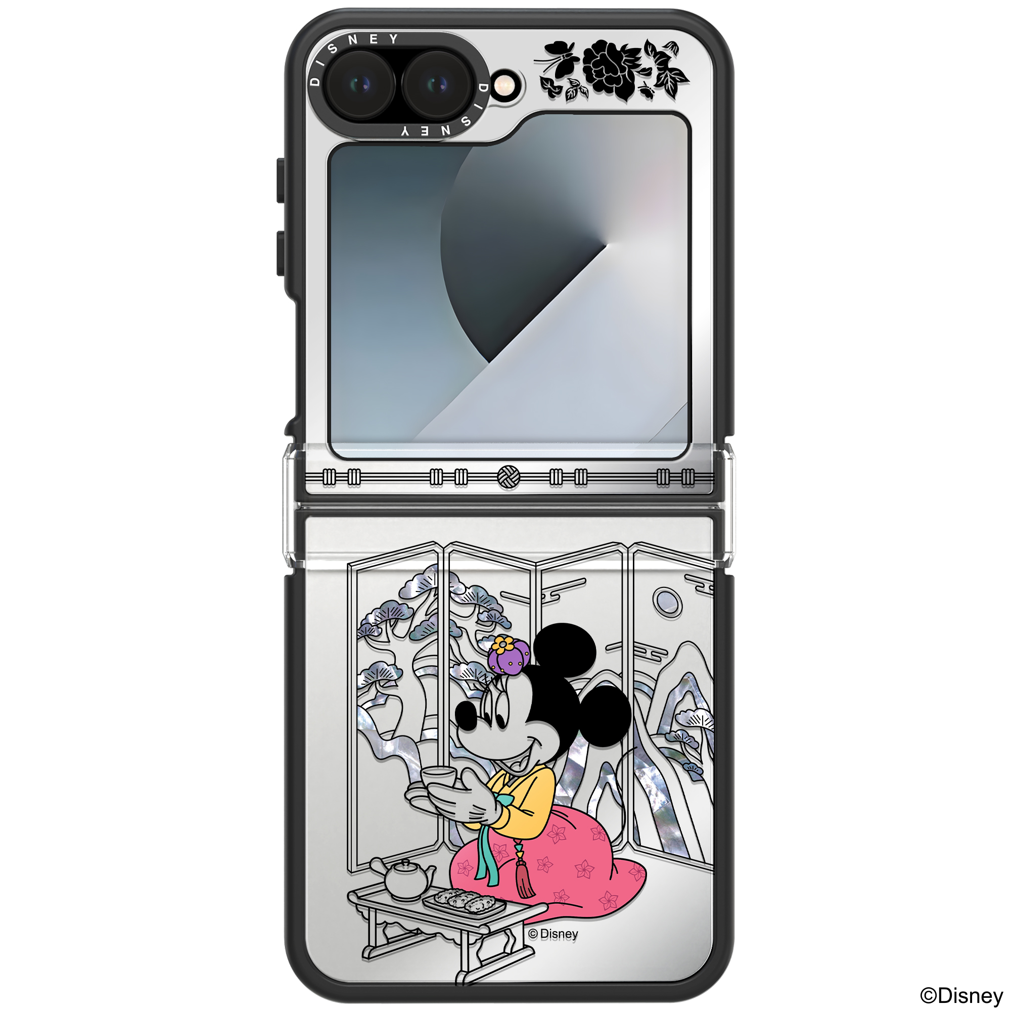 갤럭시 Z플립5 미러 디자인 거울 범퍼 디즈니 나전칠기 케이스 한복_미니마우스
