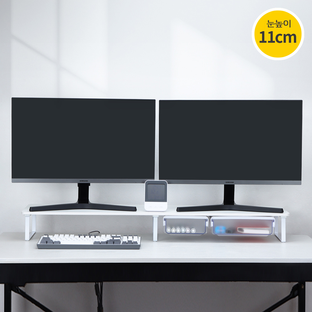 7NC 듀얼 모니터받침대 높은 선반 받침 서랍형 스탠드 책상 컴퓨터 대형 와이드 1000