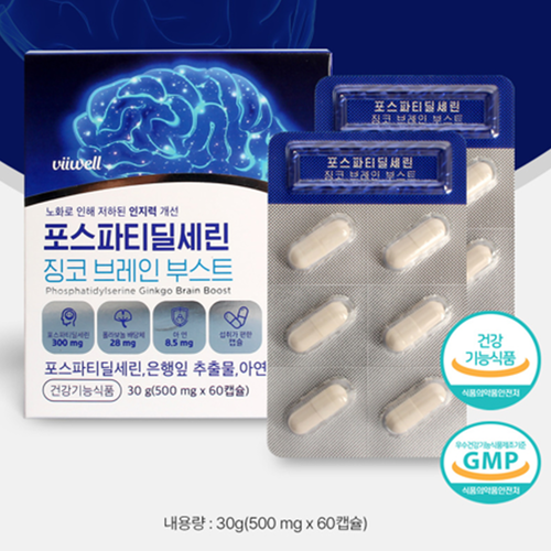 비웰 포스파티딜세린 징코 60캡슐 6박스 6개월 PS 인지력 기억력 혈행 면역력 은행잎 - 상세 이미지 2