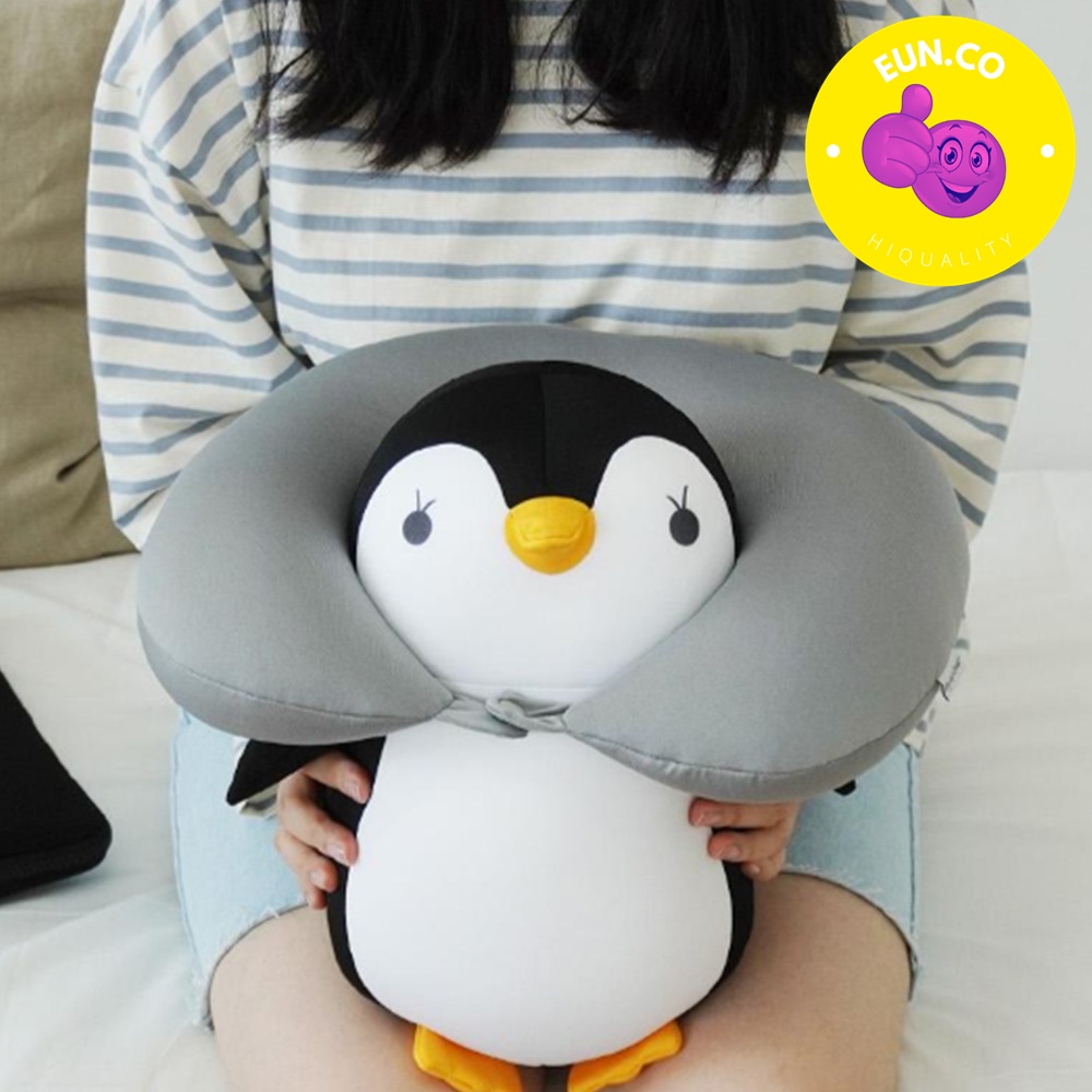 비행기 베개 펭귄 쿠션 목이 편한 푹신 목 쿠션 2color - 상품 이미지