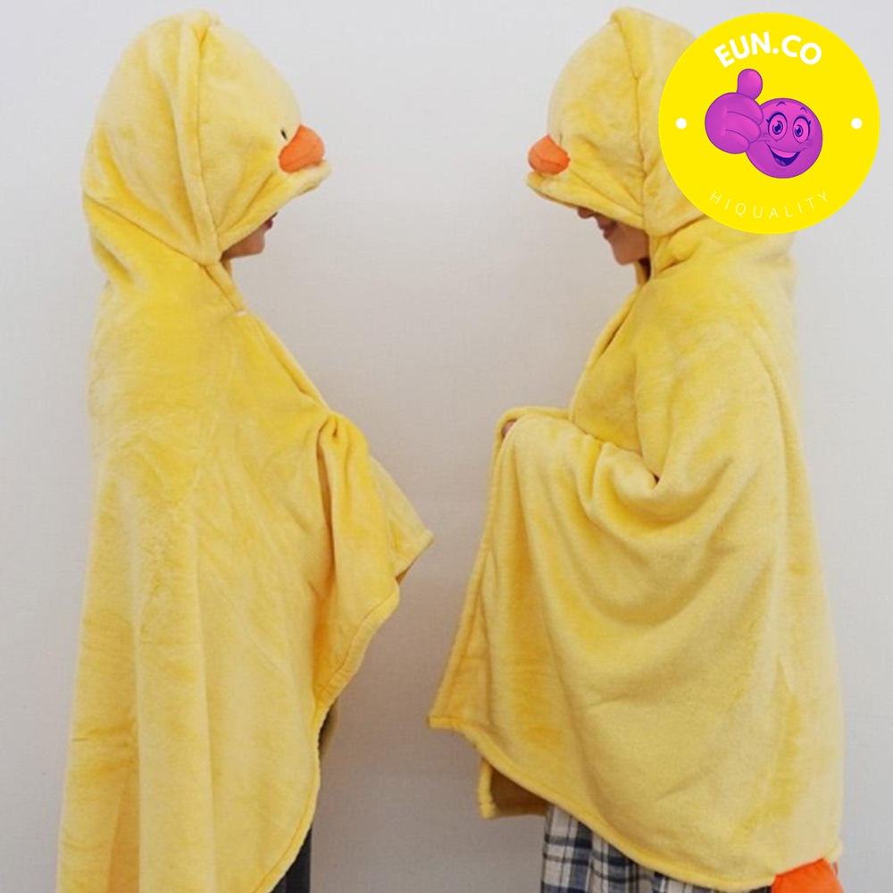 노랑 후드 어린이 망토 담요 오리 캐릭터 집순이 용품