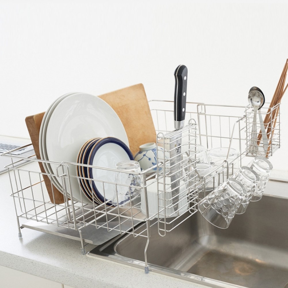 멜럽 304 스텐 확장형 식기건조대 주방 싱크대 물빠짐 설거지 건조대 그릇 정리대