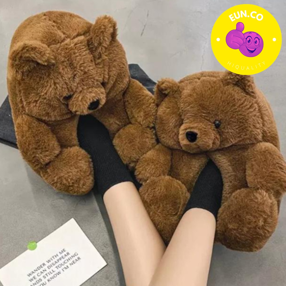 테디베어 슬리퍼 털 신발 윈터 실내화 미끄럼 방지 처리 - 상품 이미지