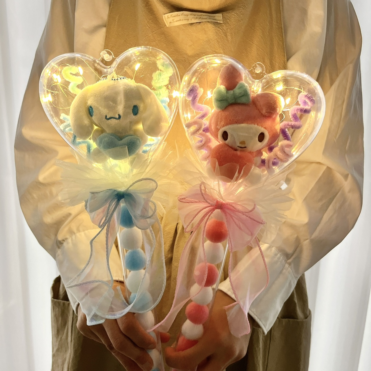 산리오 하트봉 인형꽃다발 LED 레터링 발표회 졸업식 재롱잔치 응원봉 유치원 시나모롤 핑크 이미지 4