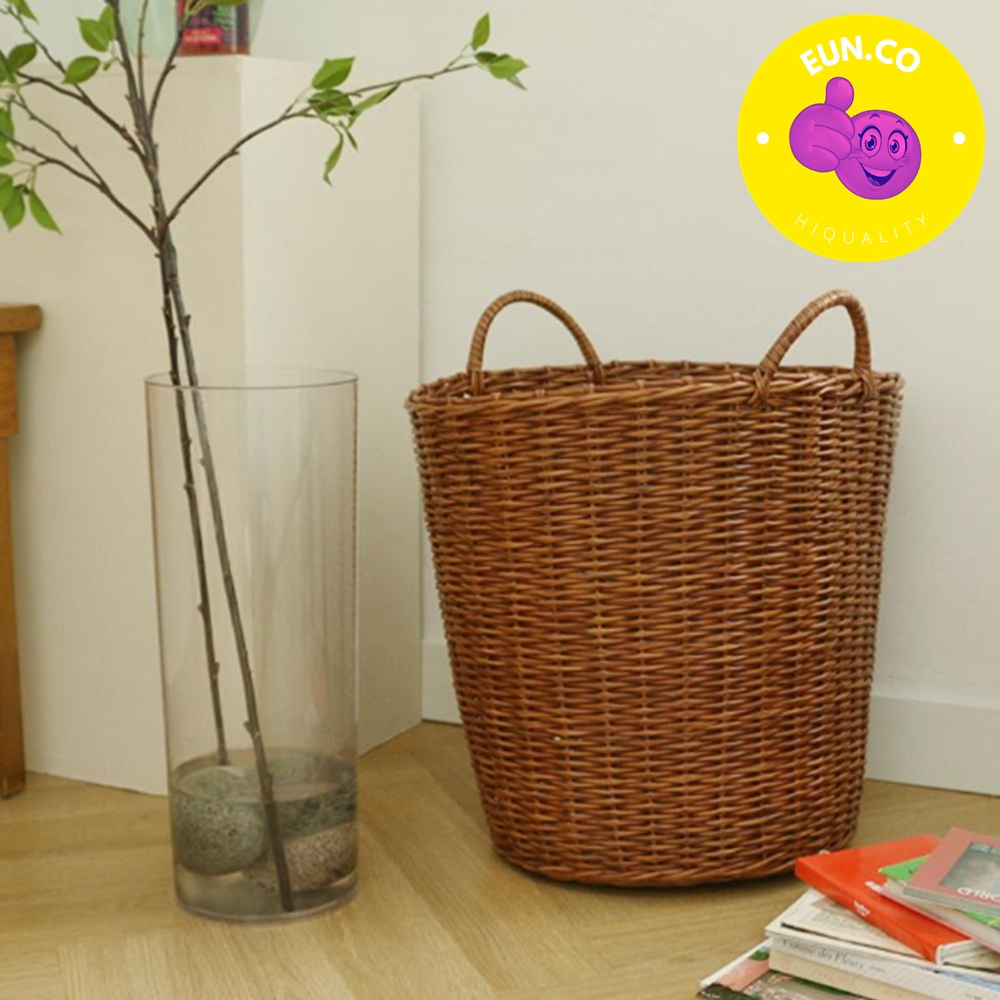 라탄 수납함 원통형 다용도 보관함 소품 박스