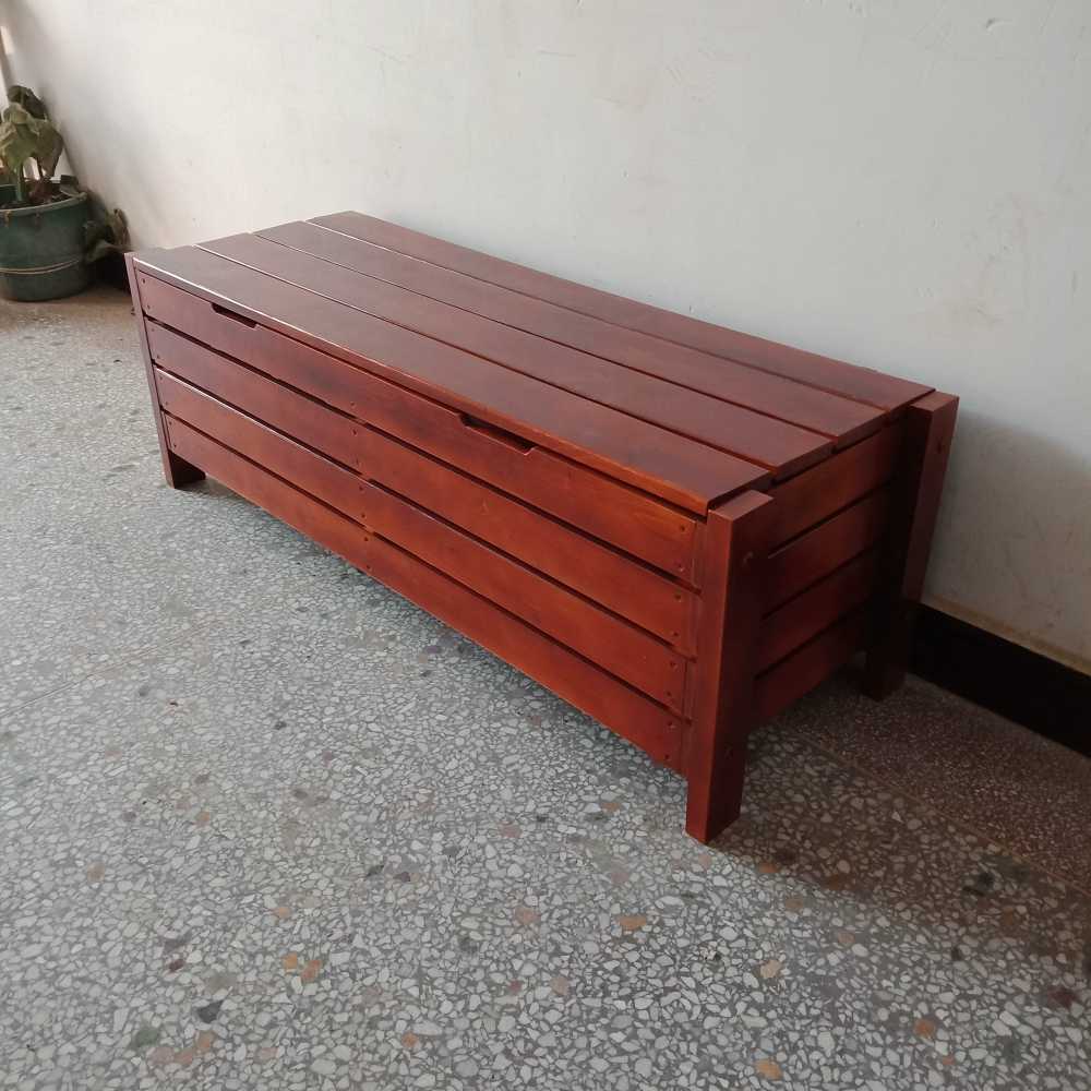 나무벤치 겸용 보관함 공구함 벤치의자 안뜰 롱벤치 탄화 80cm - 상세 이미지 3