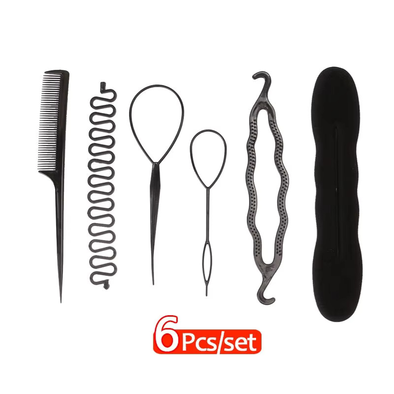GEEKI 머리핀 머리끈 머리띠 헤어밴드 헤어 스타일링 세트 디자인 도구 액세서리 DIY 모델링 키트 6 개 : 긱이19