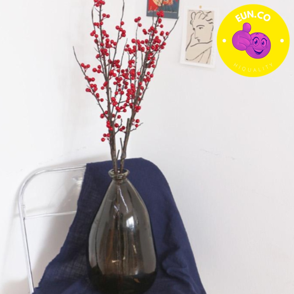 빨간 열매 오브제 장식품 생화같은 꽃 가지 방꾸미기 - 상품 이미지
