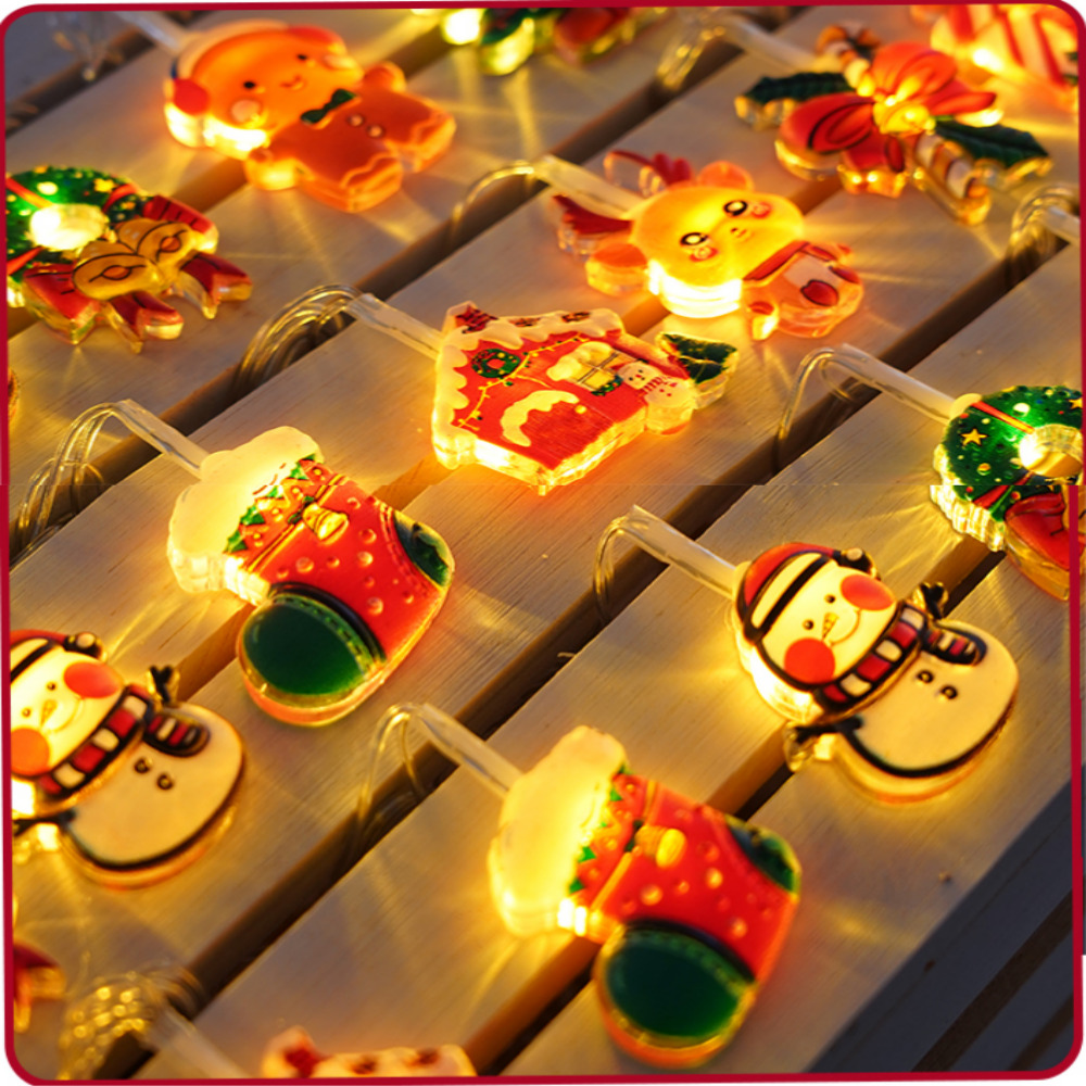 크리스마스 트리 줄조명 램프 LED 인테리어 매장 산타 루돌프 눈사람 건전지사용