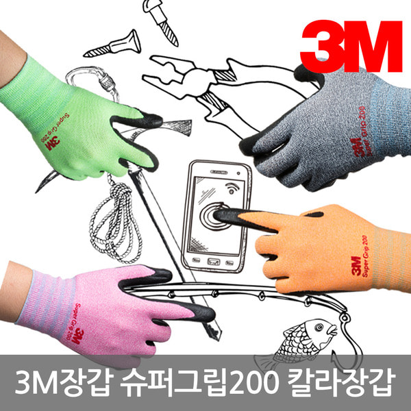 3M 안전장갑 NBR 코팅 슈퍼그립200 핑크 스몰 미디움 라지 사이즈 - 상세 이미지 3