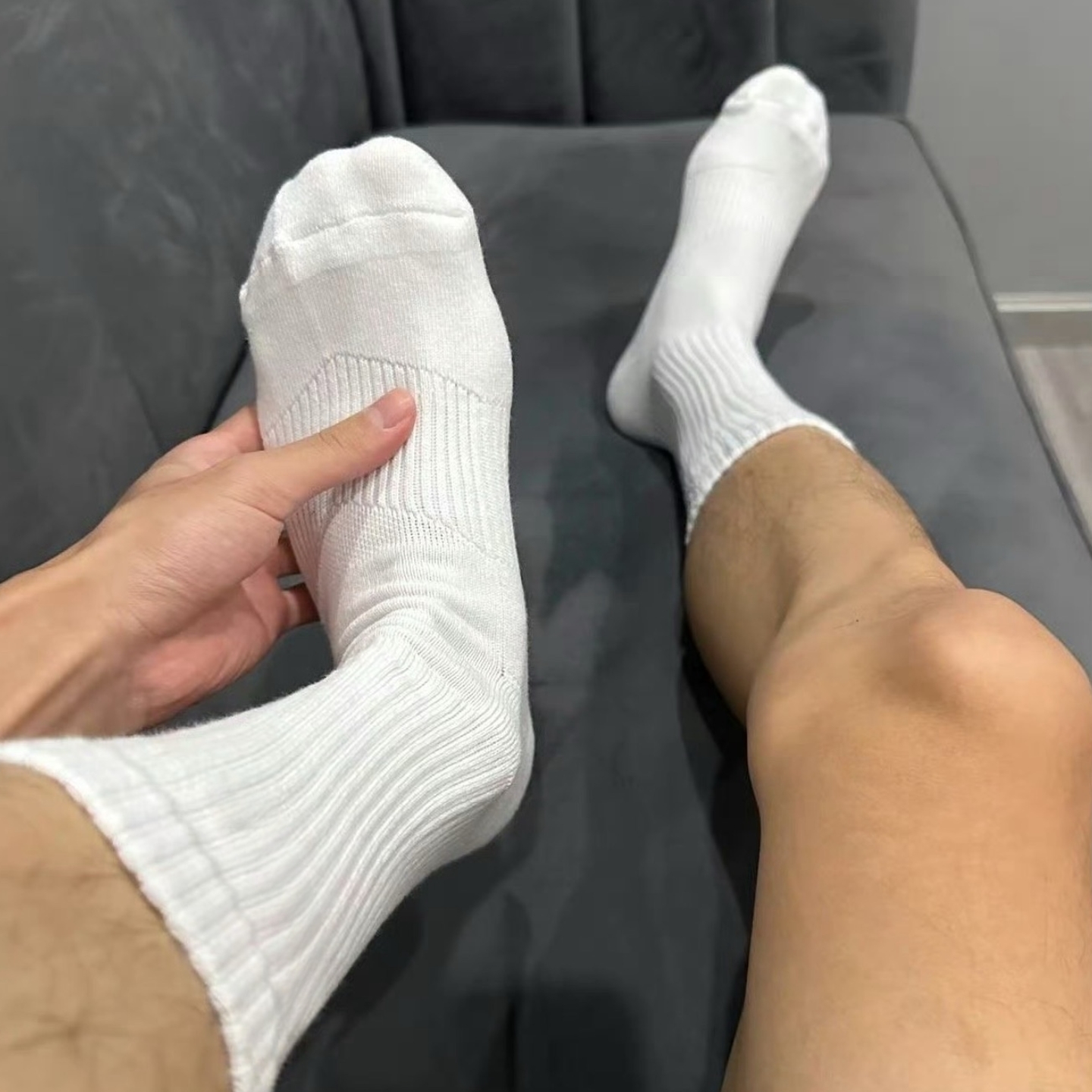 3P SET 두꺼운 드라이핏 장목 런닝 양말 남성 스포츠 무지 장목 크루 에센셜 삭스 - 상세 이미지 2