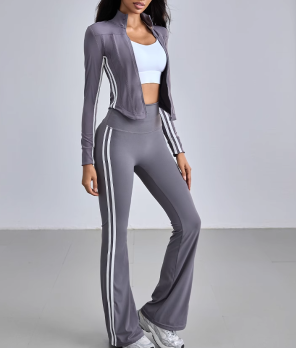 요가집업 필라테스 커버업 긴팔 헬스 운동복 더블라인 슬림핏 - 상세 이미지 4