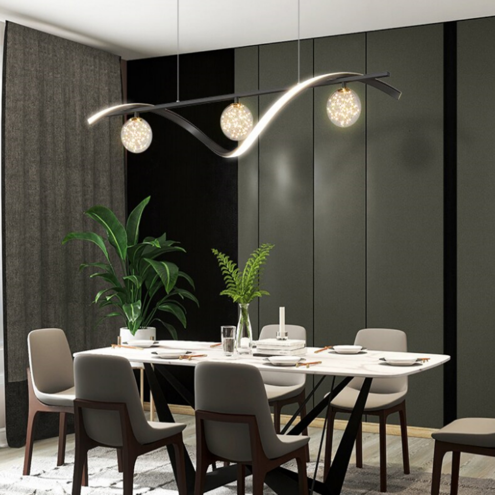 6인식탁등 LED 펜던트 조명 유리 4인 식탁등 블랙
