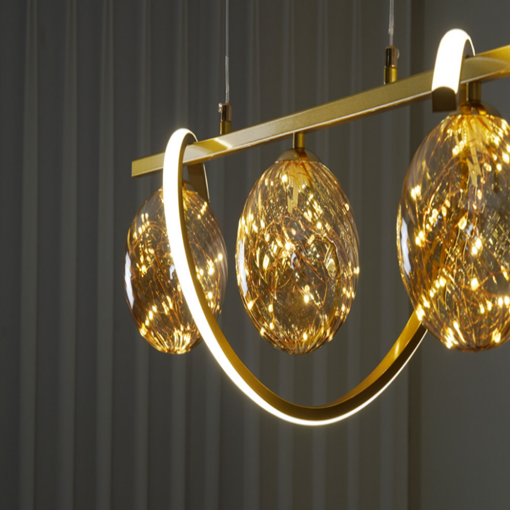 6인식탁등 LED 펜던트 조명 유리 4인 식탁등 블랙