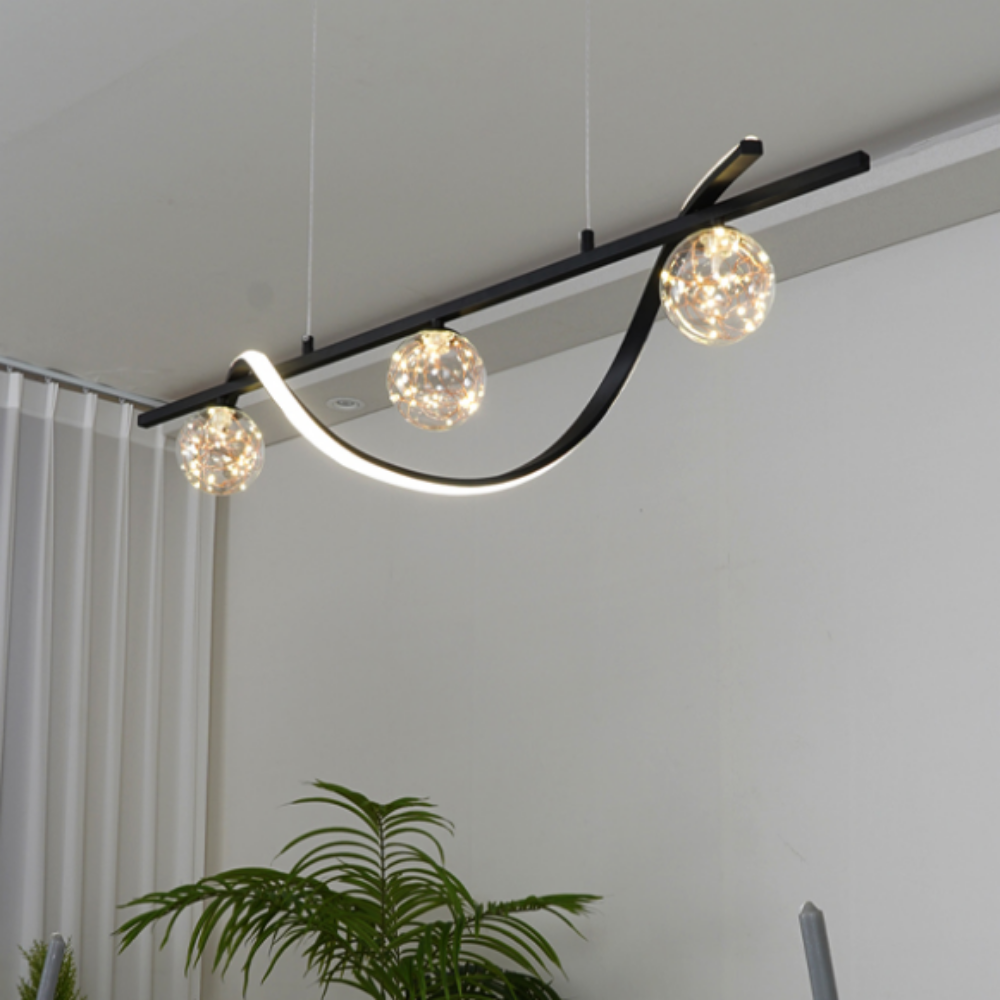 6인식탁등 LED 펜던트 조명 유리 4인 식탁등 블랙