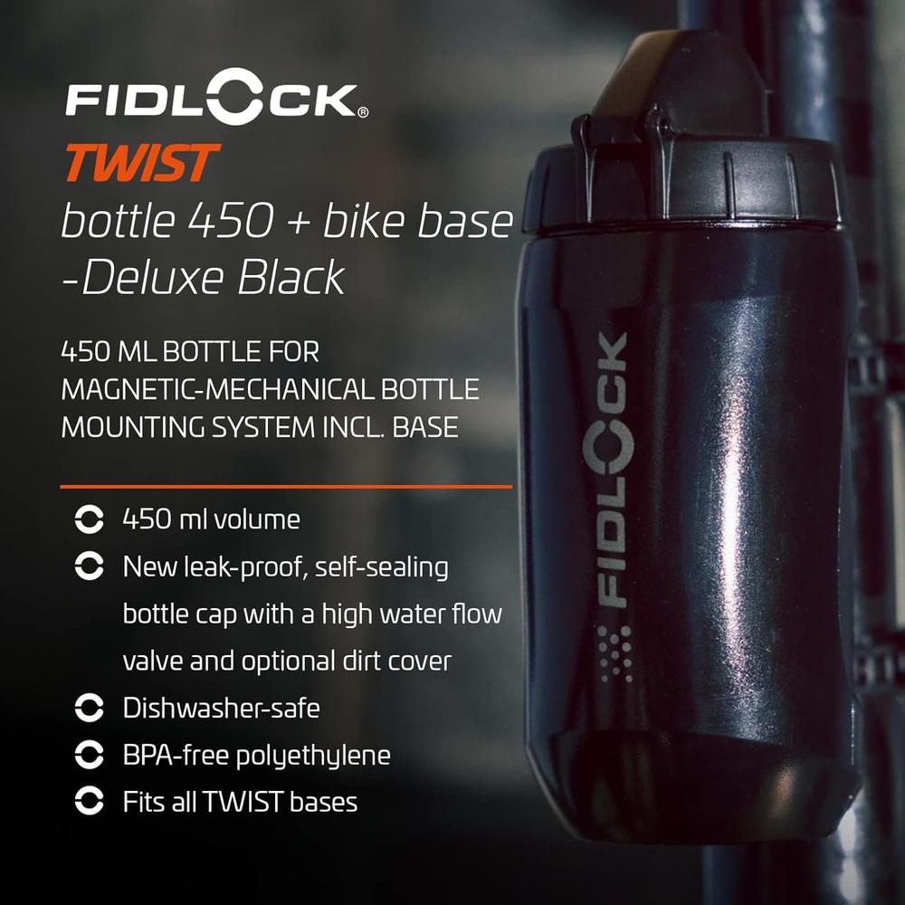 FIDLOCK 트위스트 병 450ml 누수 방지 자전거 물병 자석 거치대 블랙 - 상세 이미지 3