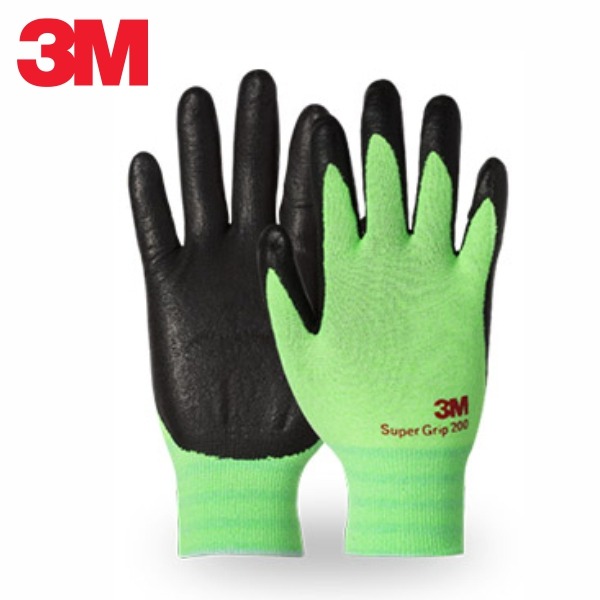 3M 안전장갑 NBR 코팅 슈퍼그립200 그린 스몰 미디움 라지 사이즈