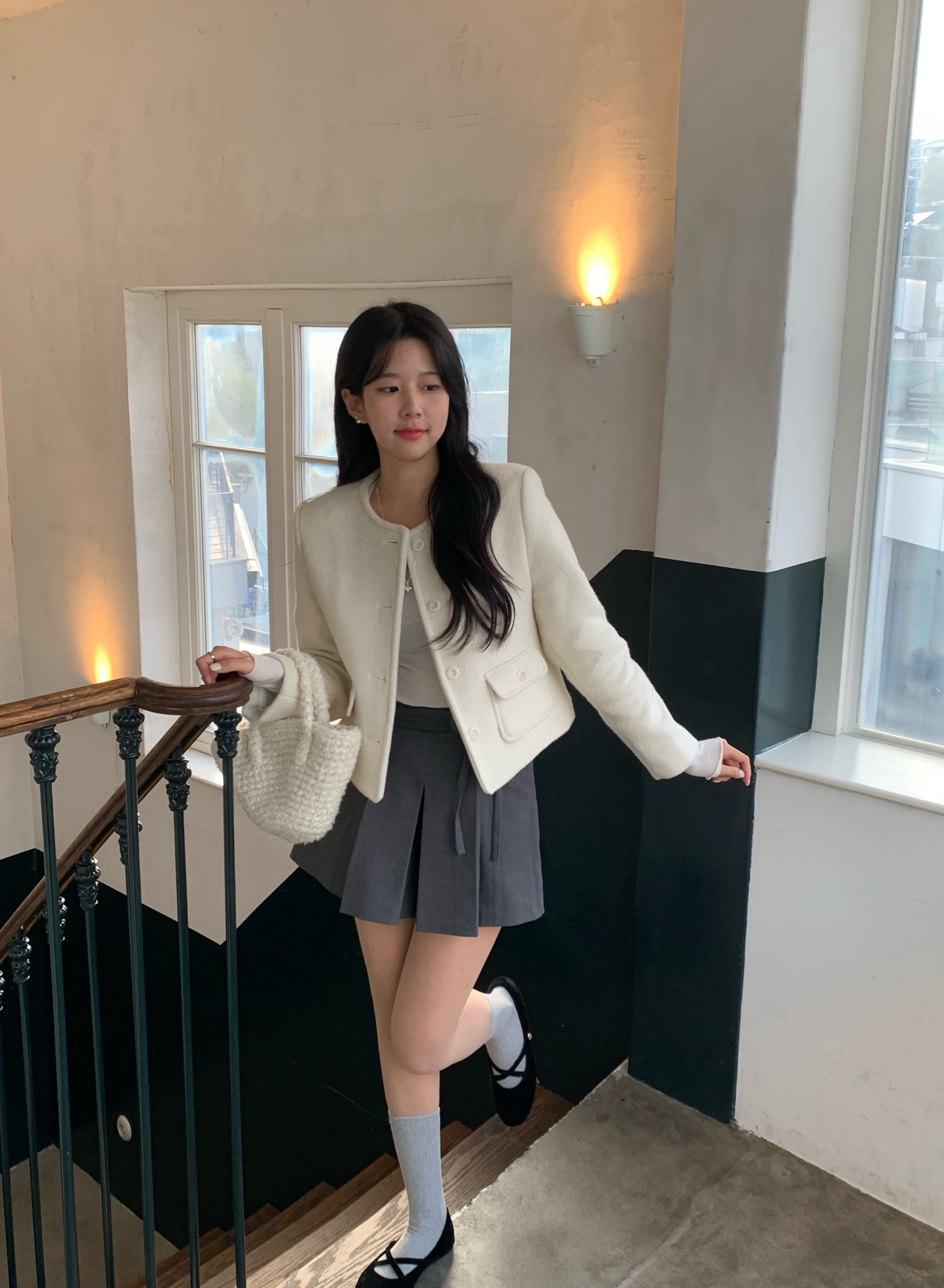 [☃️MADE/🩷당일발송] 뮤어 울 브러쉬 코트 자켓, 누빔 안감 겨울 자켓 상세 이미지 14