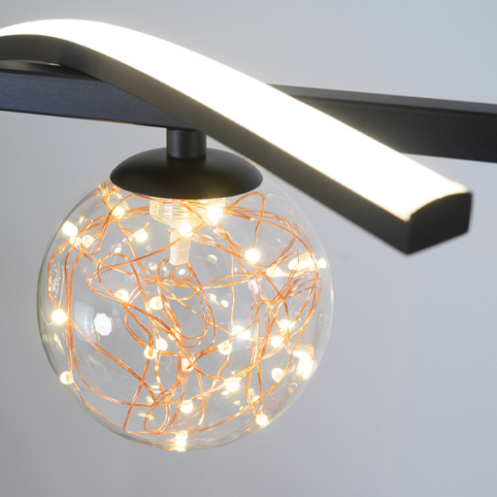 6인식탁등 LED 펜던트 조명 유리 4인 식탁등 블랙