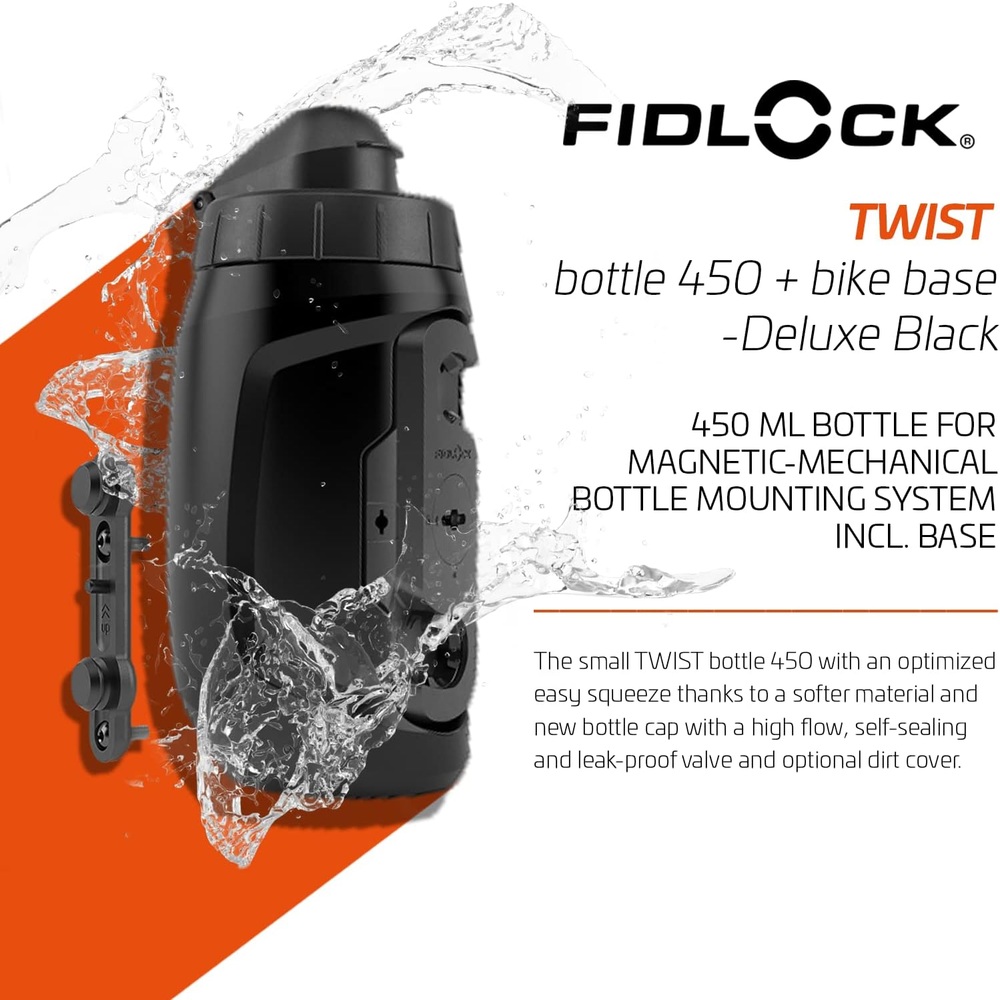 FIDLOCK 트위스트 병 450ml 누수 방지 자전거 물병 자석 거치대 블랙 - 상세 이미지 2