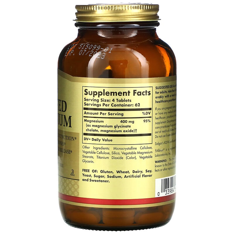 솔가 킬레이트 마그네슘 400mg 킬레이티드 250정, 3개 - 상세 이미지 2