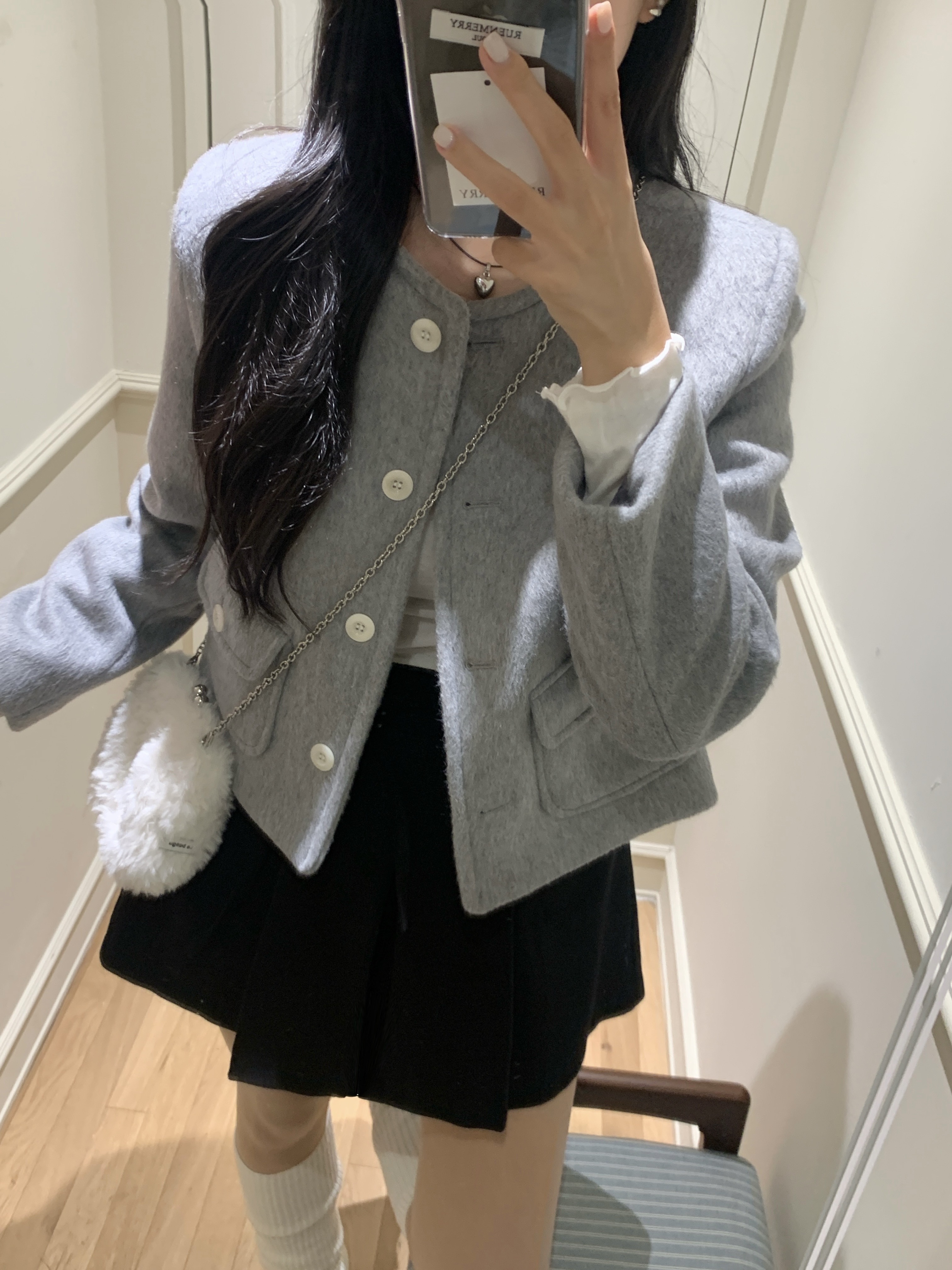 [☃️MADE/🩷당일발송] 뮤어 울 브러쉬 코트 자켓, 누빔 안감 겨울 자켓 상세 이미지 48