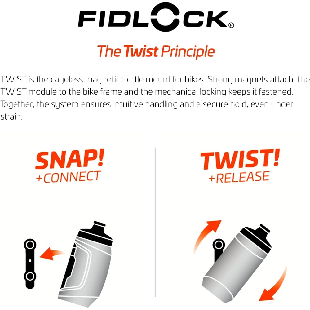 FIDLOCK 트위스트 병 450ml 누수 방지 자전거 물병 자석 거치대 블랙 - 상세 이미지 4