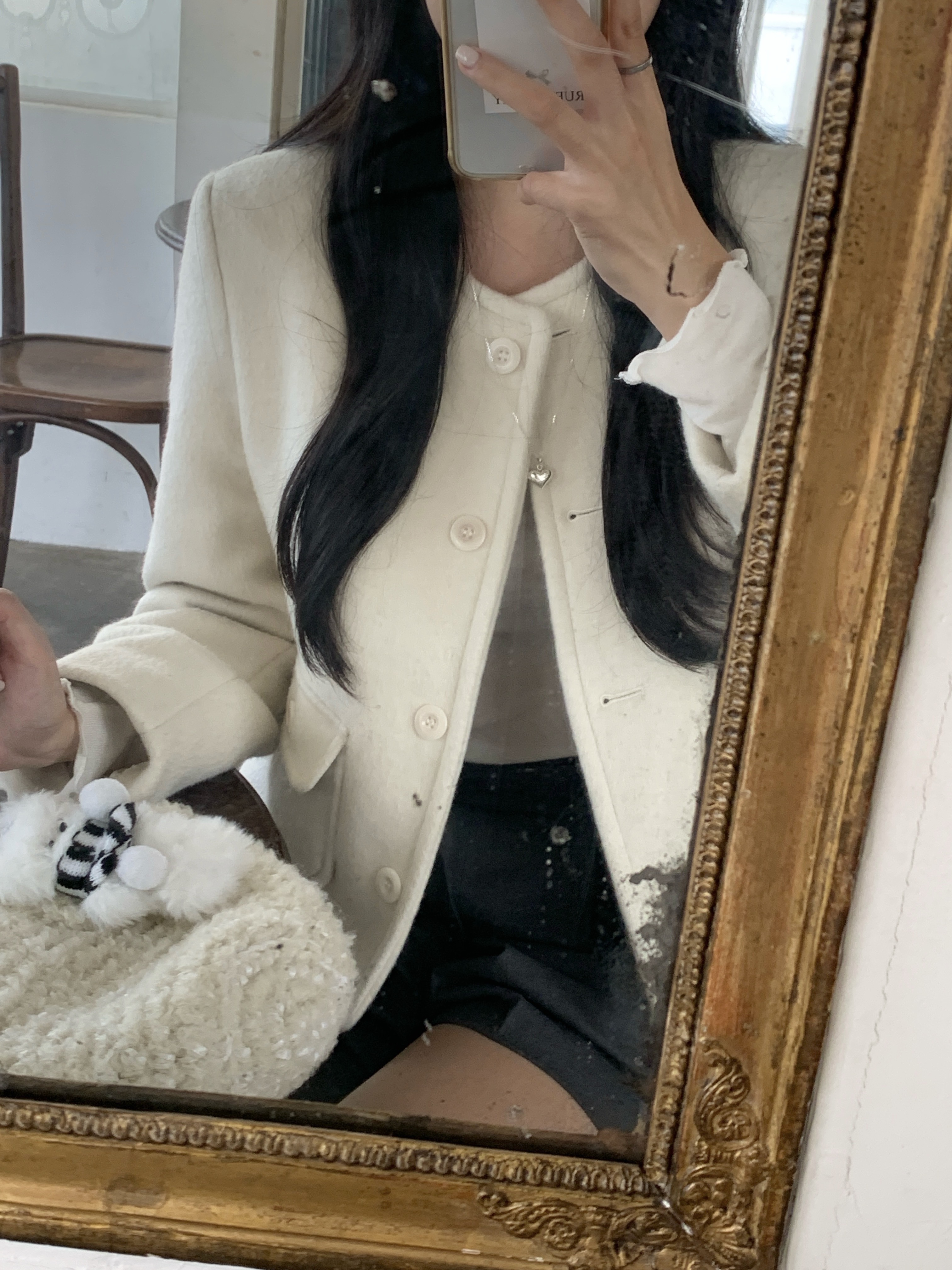 [☃️MADE/🩷당일발송] 뮤어 울 브러쉬 코트 자켓, 누빔 안감 겨울 자켓 상세 이미지 23