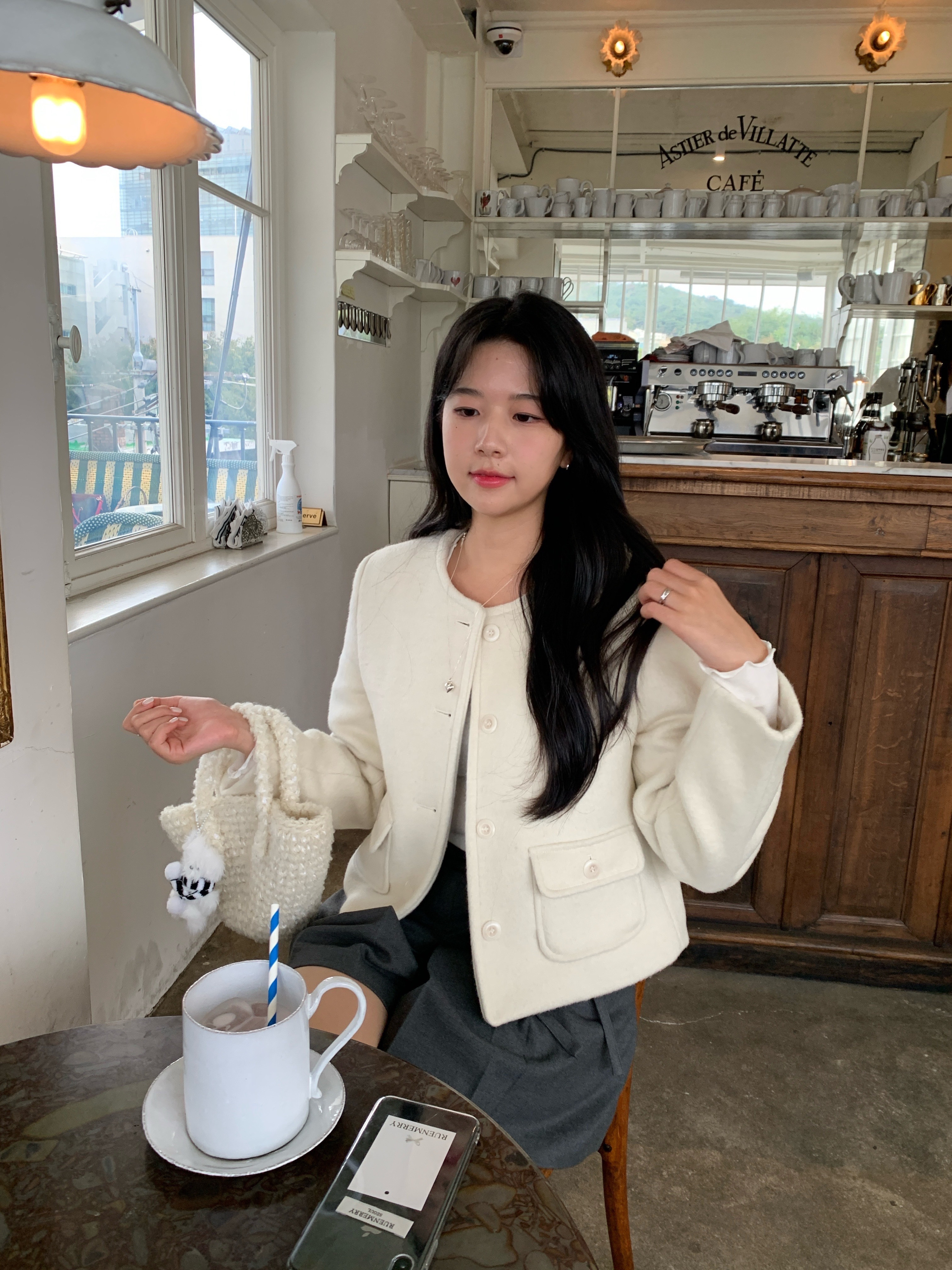 [☃️MADE/🩷당일발송] 뮤어 울 브러쉬 코트 자켓, 누빔 안감 겨울 자켓 상세 이미지 6