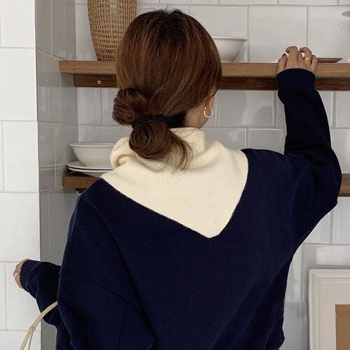 wool100% 스웨트 헤어커치프 삼각 니트 숄 미니 머플러 : 레이디23