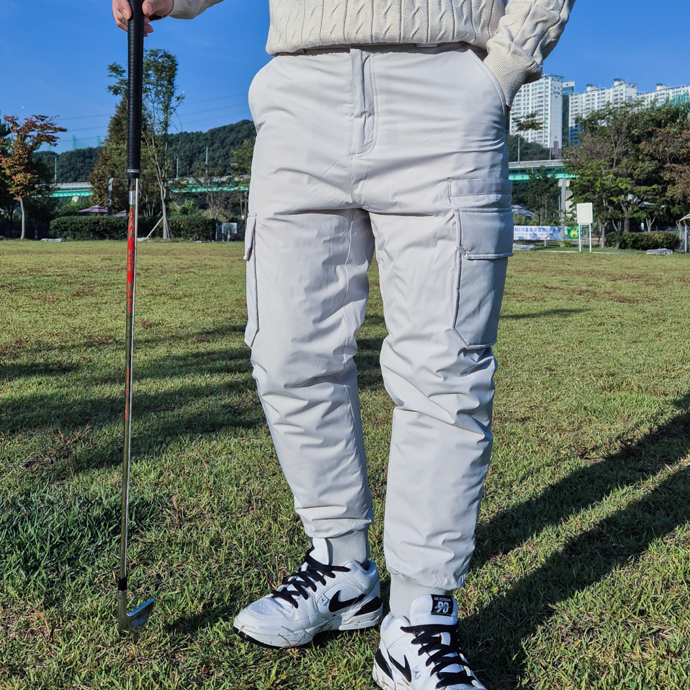 골프 패딩바지 남성 겨울 골프웨어 방한 방풍 바지 솜 빅사이즈 - 상세 이미지 5