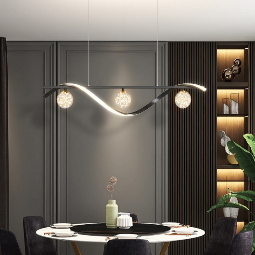 6인식탁등 LED 펜던트 조명 유리 4인 식탁등 블랙