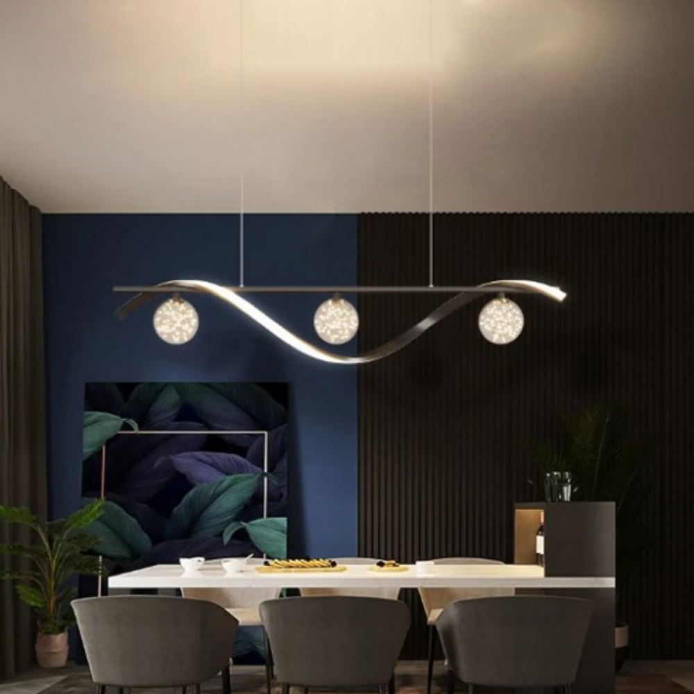 6인식탁등 LED 펜던트 조명 유리 4인 식탁등 블랙