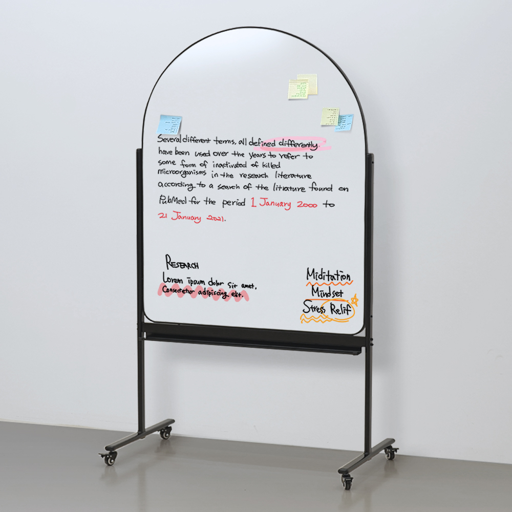 아치형 양면 자석 화이트보드 이동식 스탠드 칠판 900X1200 블랙 이미지 2
