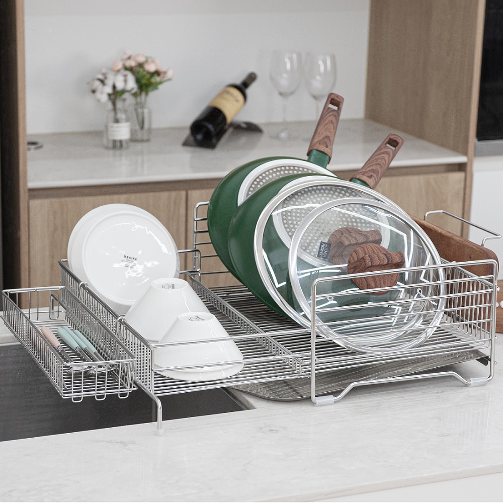 벨리체 슬라이딩 304식기건조대 확장형 설거지 올스텐 물빠짐 1단 세로형