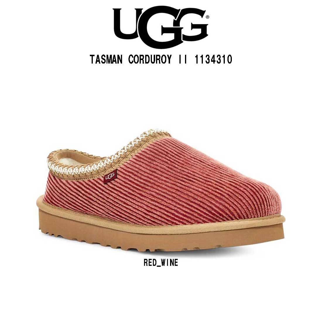 어그 UGG 타스만 코듀로이 양털 남성 슬리퍼 슬립온 1134310 레드 와인 - 상품 이미지
