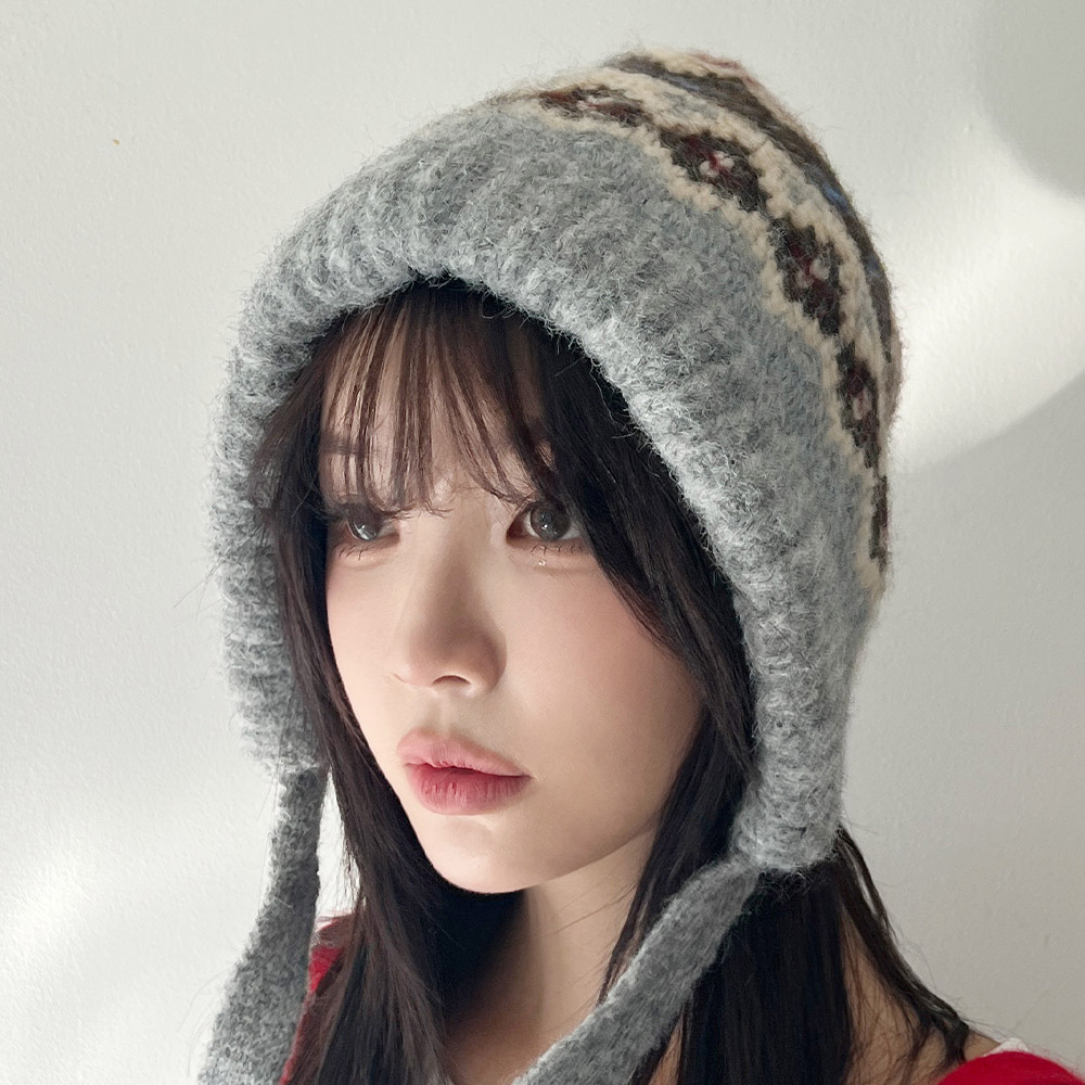 노르딕 털 귀달이모자 방한 니트 귀도리 한파 스키장 군밤 겨울모자 - 상세 이미지 4