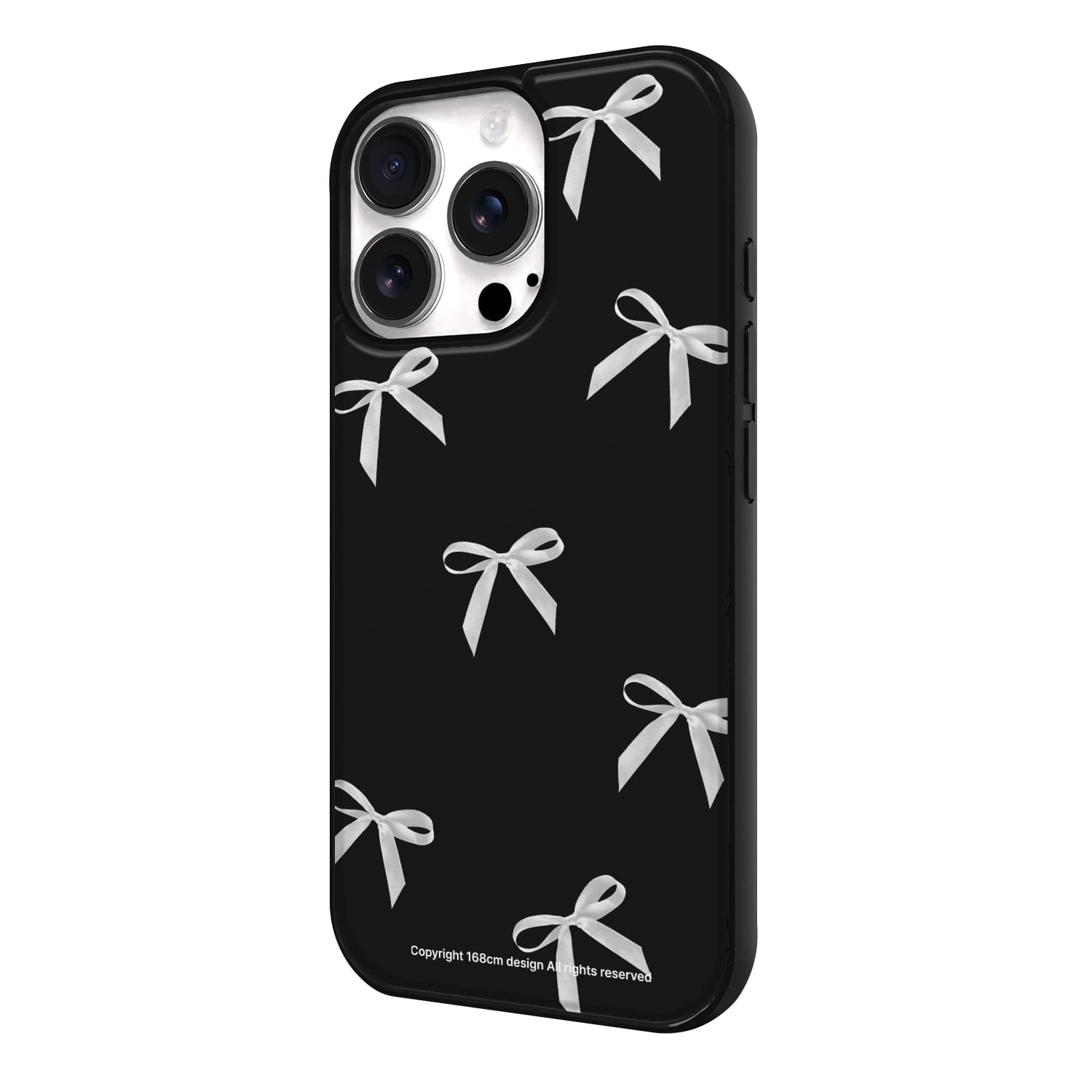 아이폰15 프로 케이스 맥세이프 선물 스웨이드 리본 패턴 실버 - 상세 이미지 4