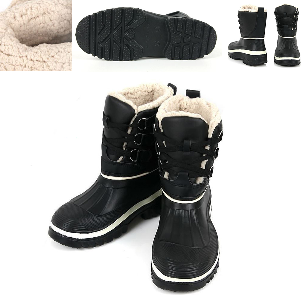 남녀 방한 부츠 따뜻한 초경량 방수 겨울 보아털 외출 장화 - 상품 이미지