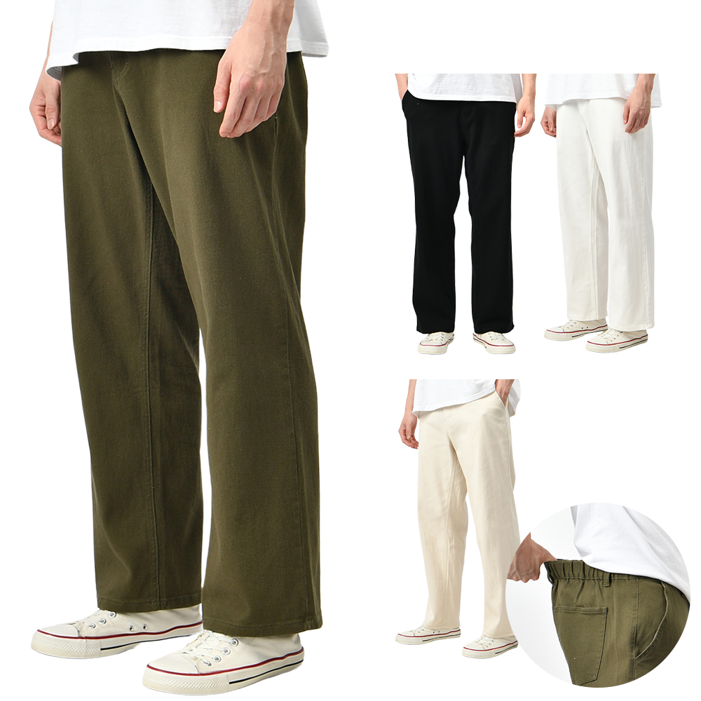 남자 면바지 세미 와이드 스판 허리 뒷밴드 빅사이즈