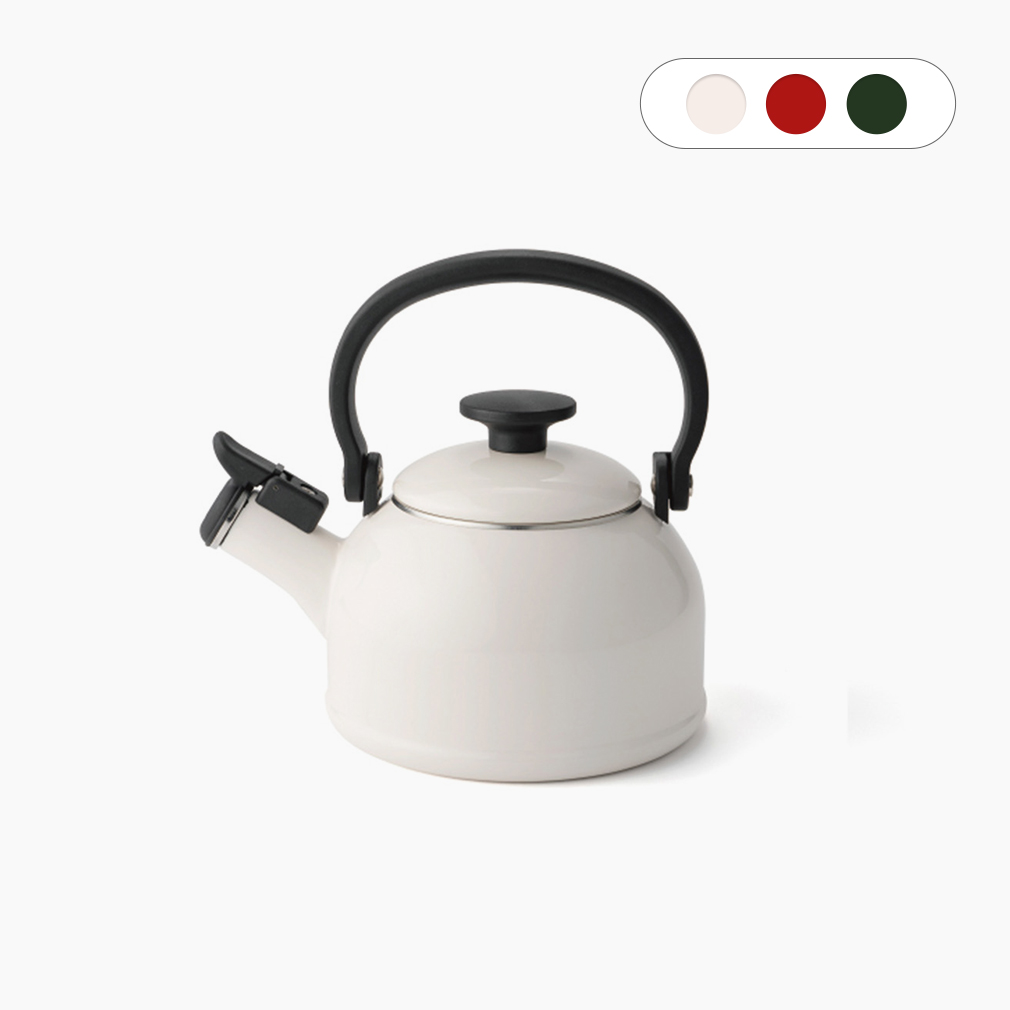 에지리 샤틴 법랑 인덕션 휘슬주전자 1600ml, 화이트 - 메인 이미지