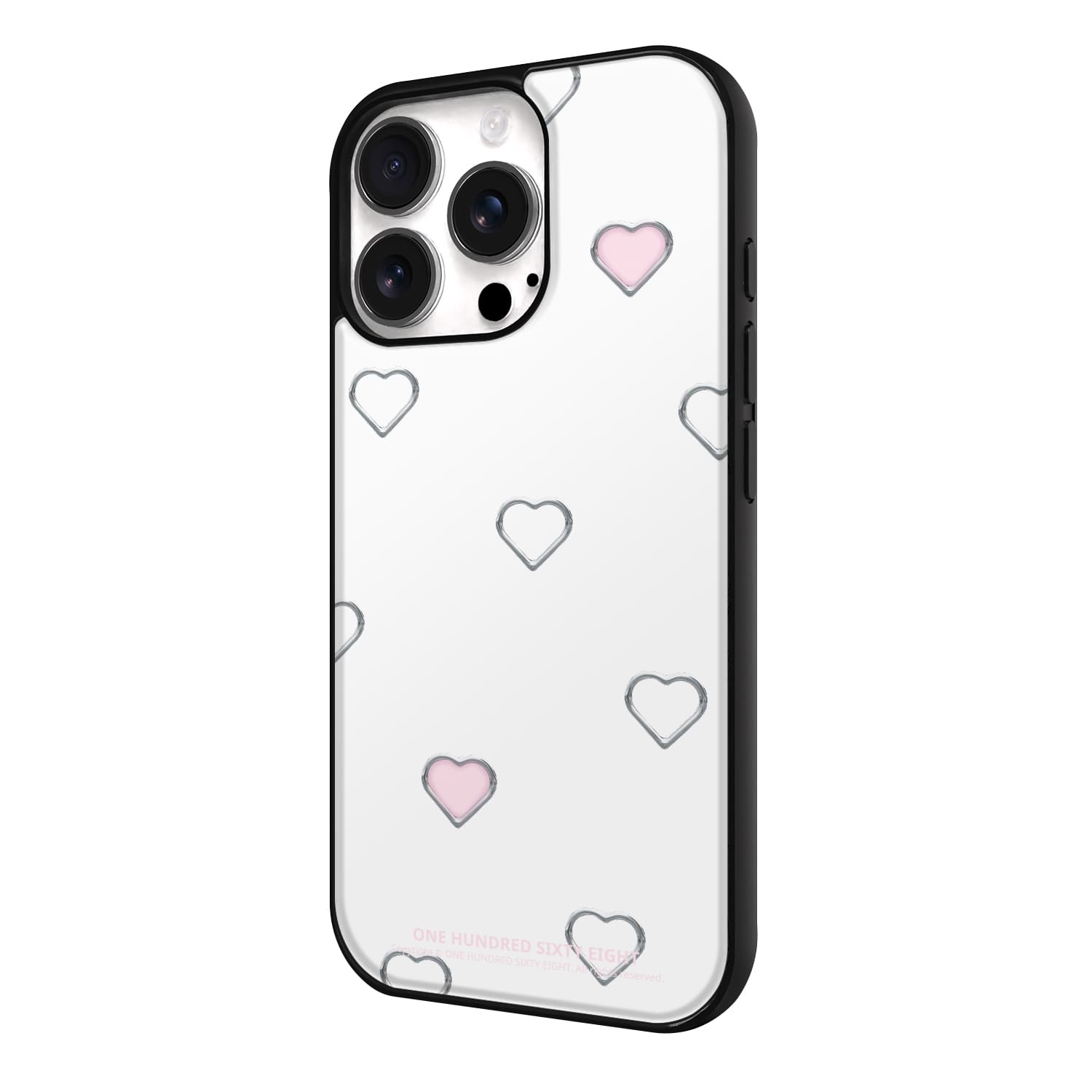 아이폰15 프로 맥세이프 케이스 스웨이드 하트 실버링 패턴 화이트 - 상세 이미지 4