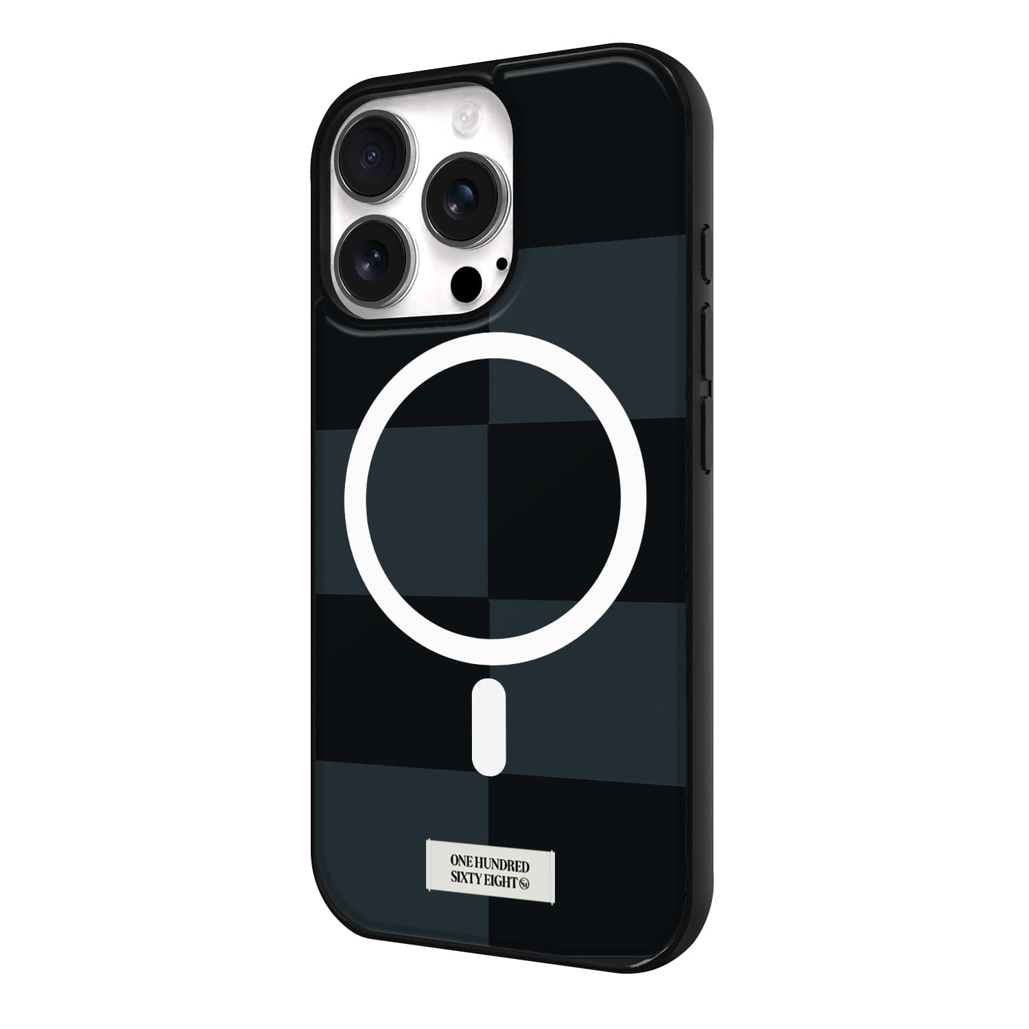 아이폰15 프로 맥세이프 케이스 하드 스웨이드 체커블록 블랙 - 상세 이미지 3
