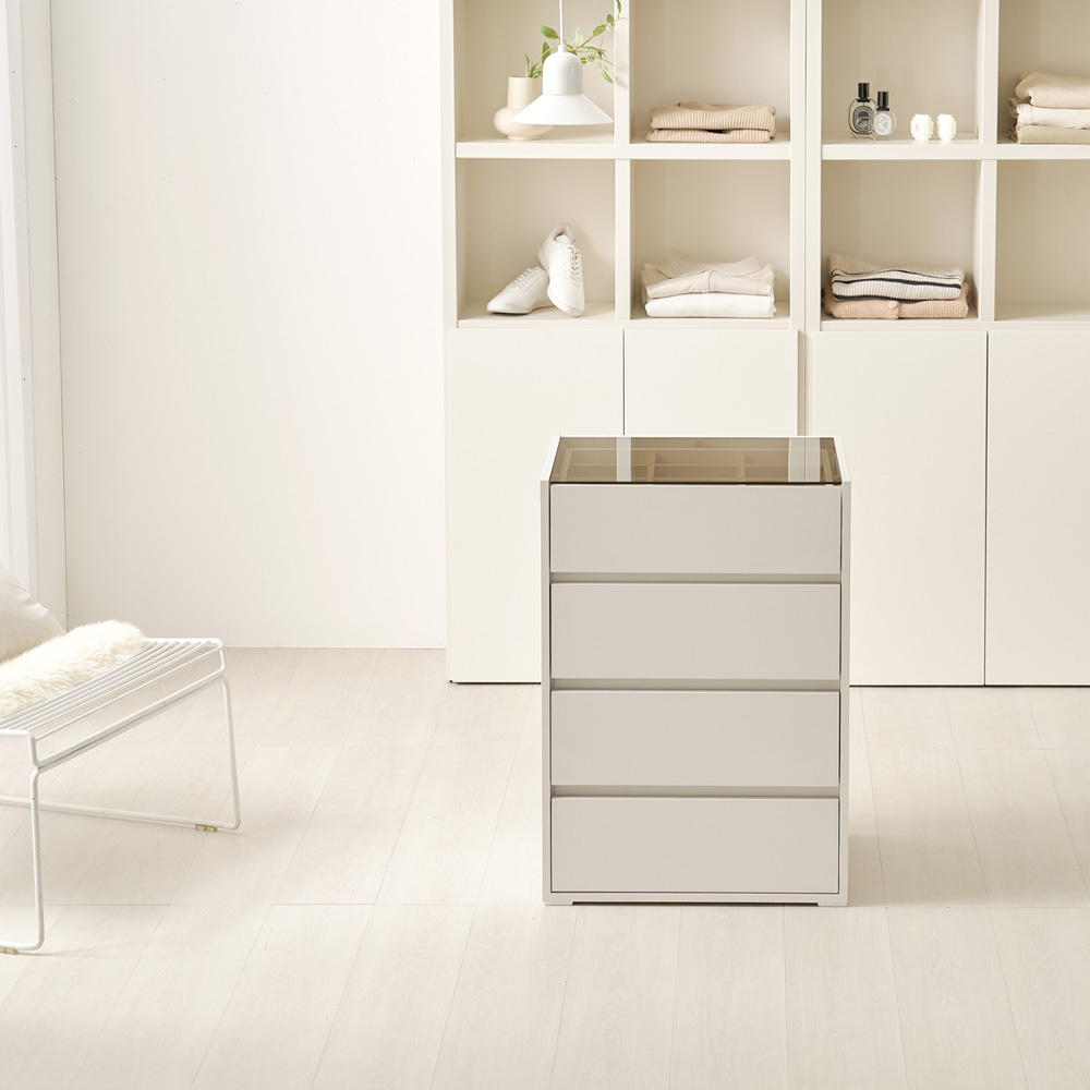 엔터드 옷 서랍장 드레스룸 아일랜드 모듈수납장 550x400x780mm, 4단, 화이트